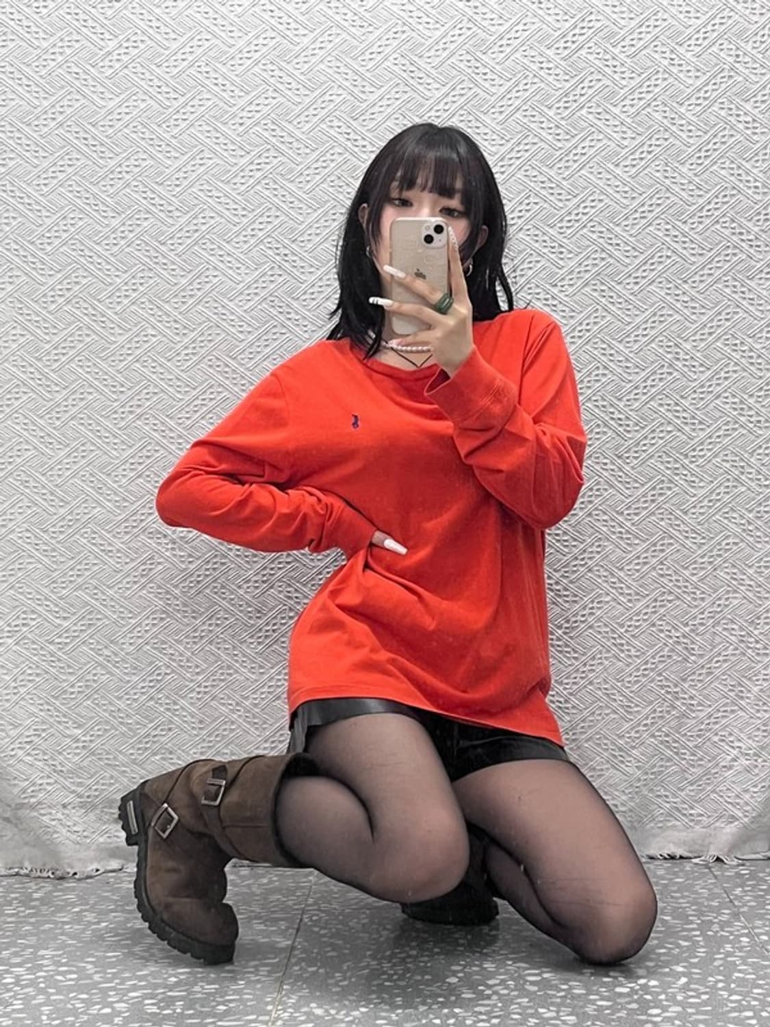 폴로 랄프로렌 Y2K 레트로 여리핏 오렌지 롱슬리브 XL C11025 상품이미지2