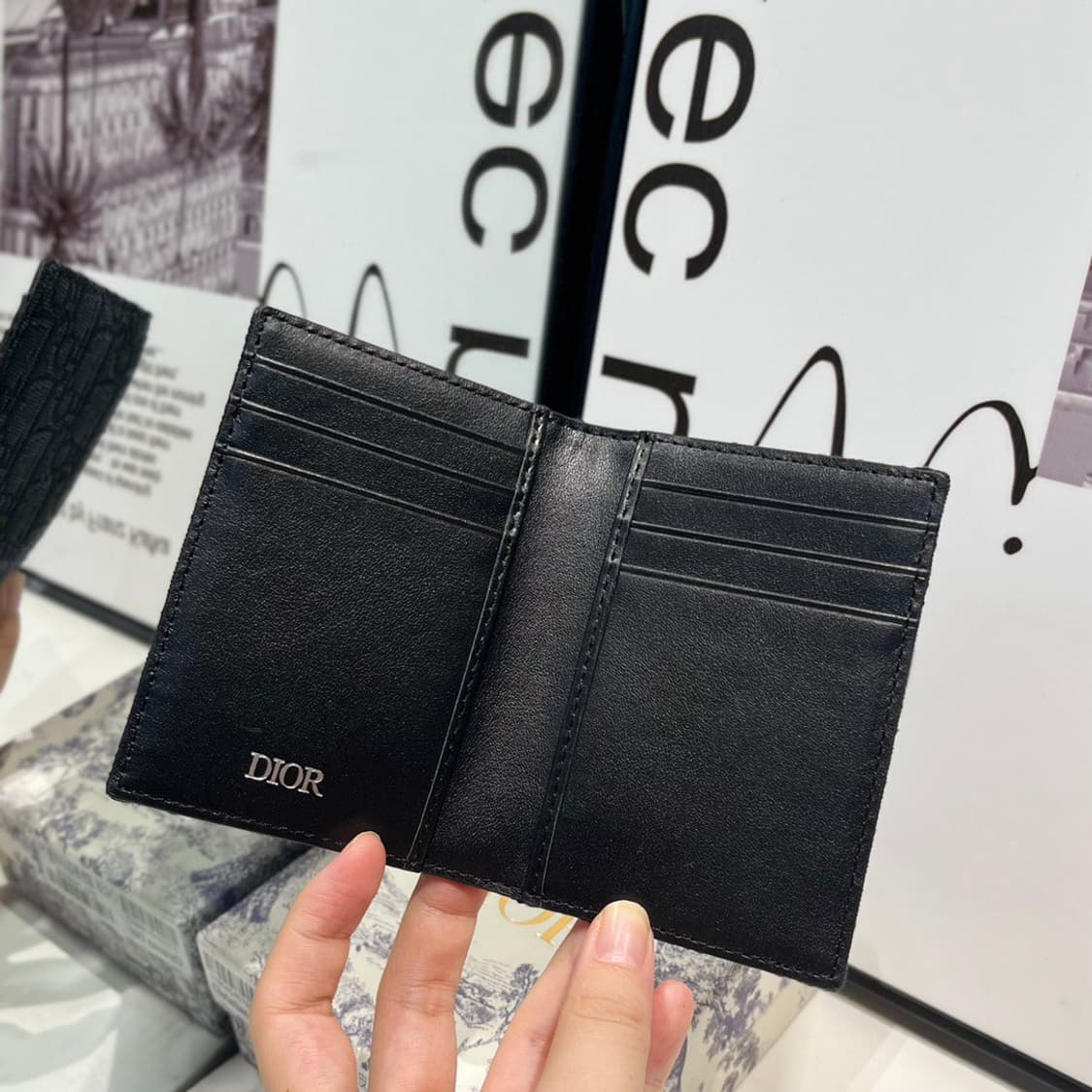 디올 2단 카드 홀더 블랙 디올 오블리크 자카드 상품이미지2