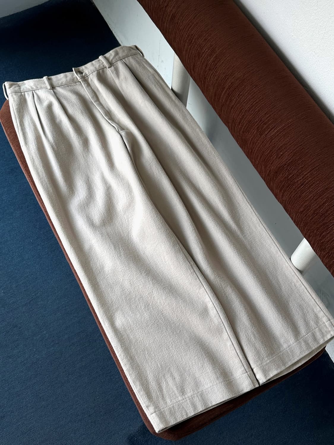 Brushed wool cotton two tuck wide pants 상품이미지4