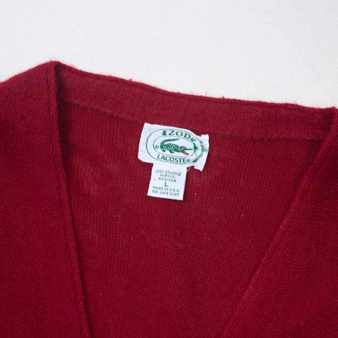 80s IZOD 라코스테 올른 아크릴 가디건 버건디 상품이미지3
