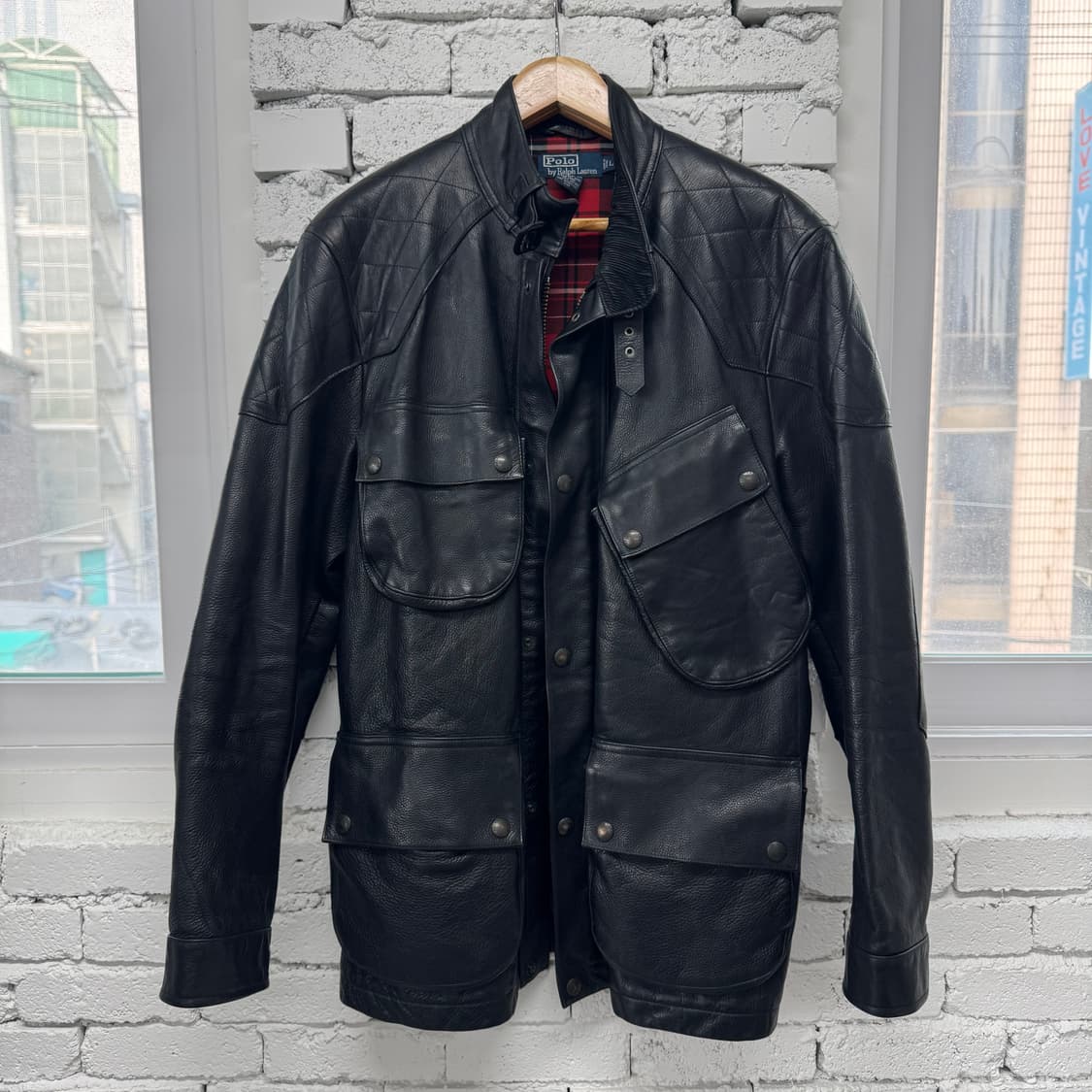 폴로 레더 바이커 자켓 상품이미지1
