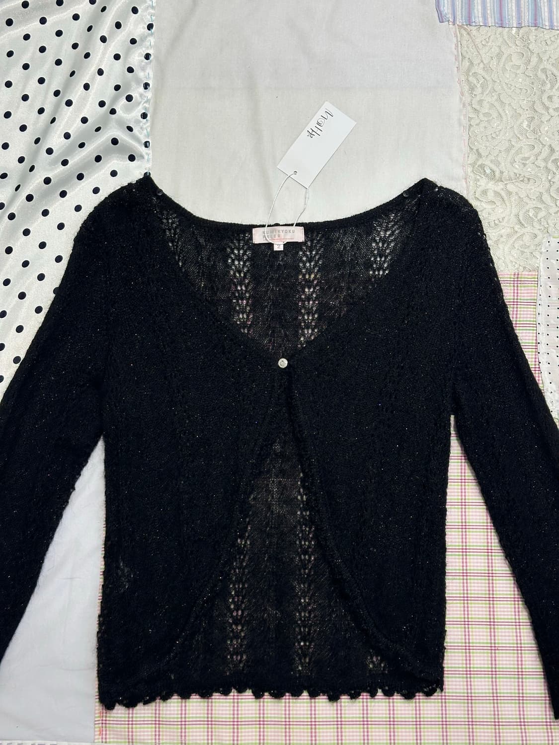 Kumikyoku 블랙 펄 니트 가디건 상품이미지7