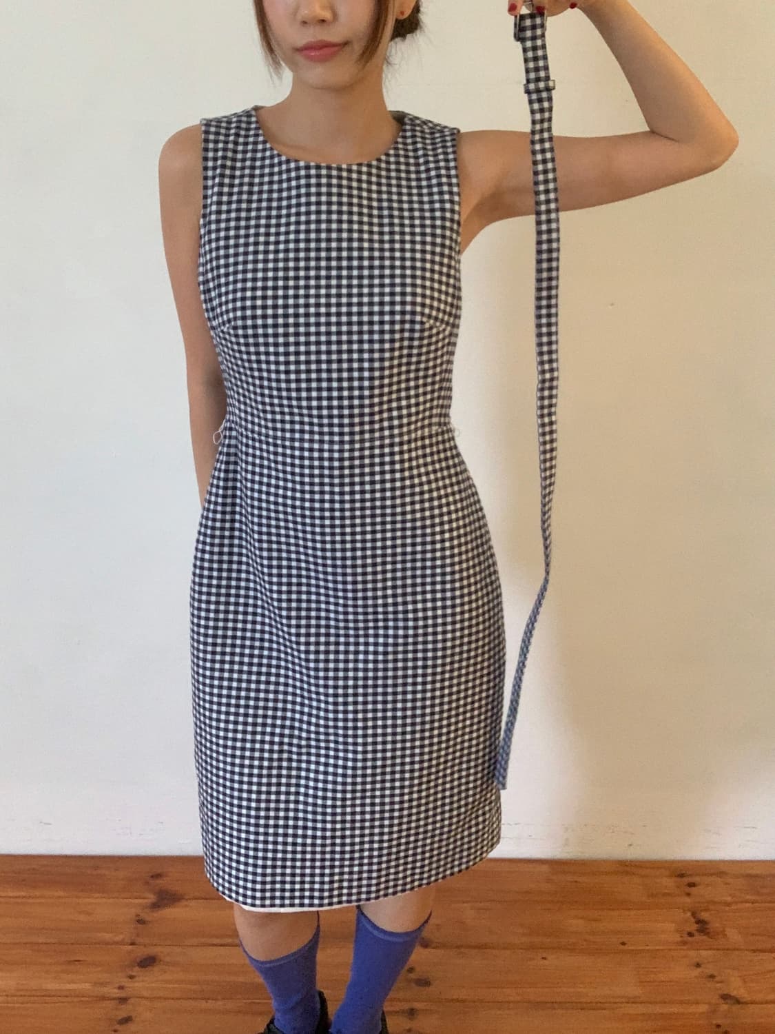 Check Belt Midi Dress 상품이미지6