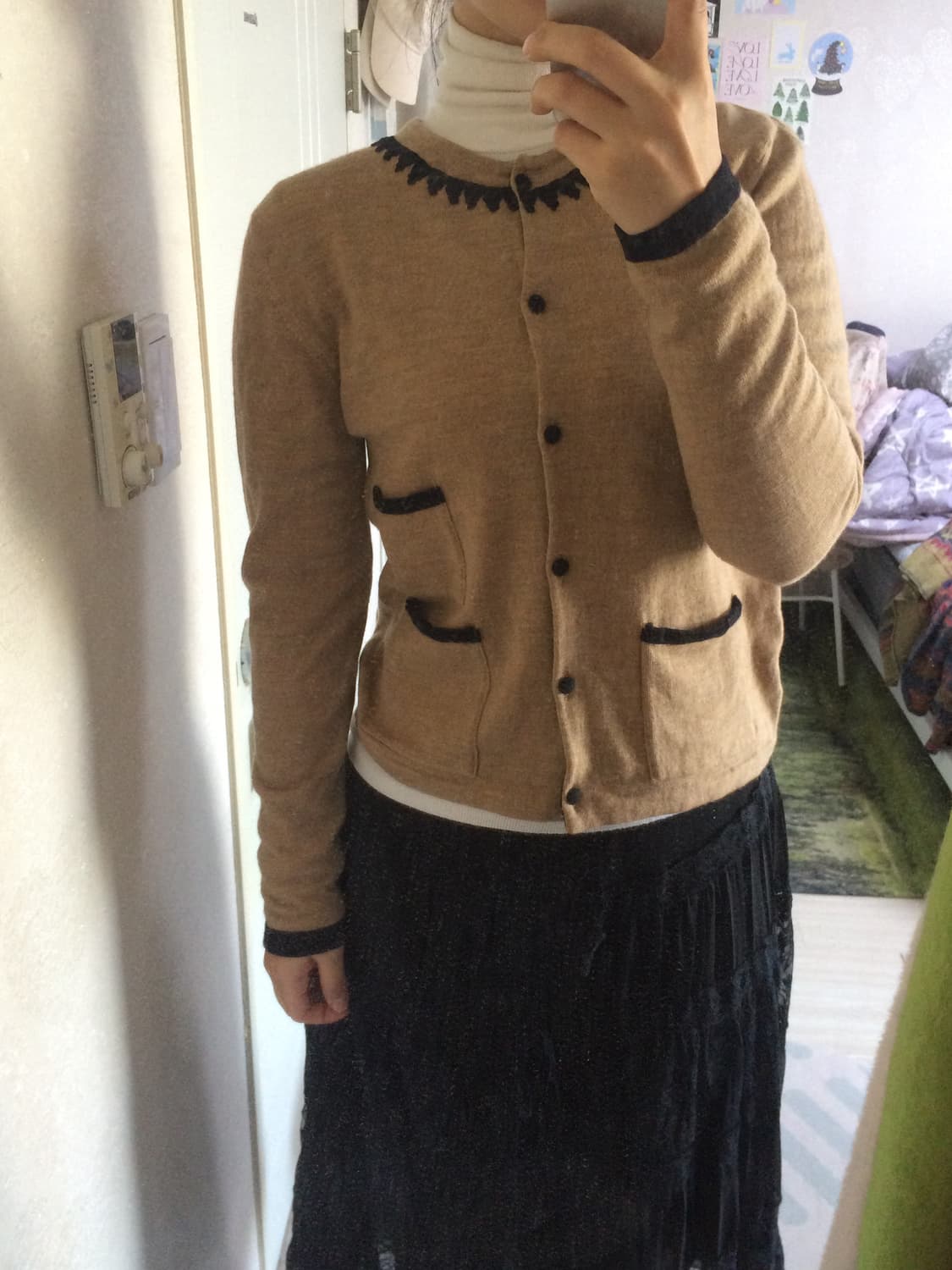 빈티지 로라애슐리 배색 니트 가디건 상품이미지4