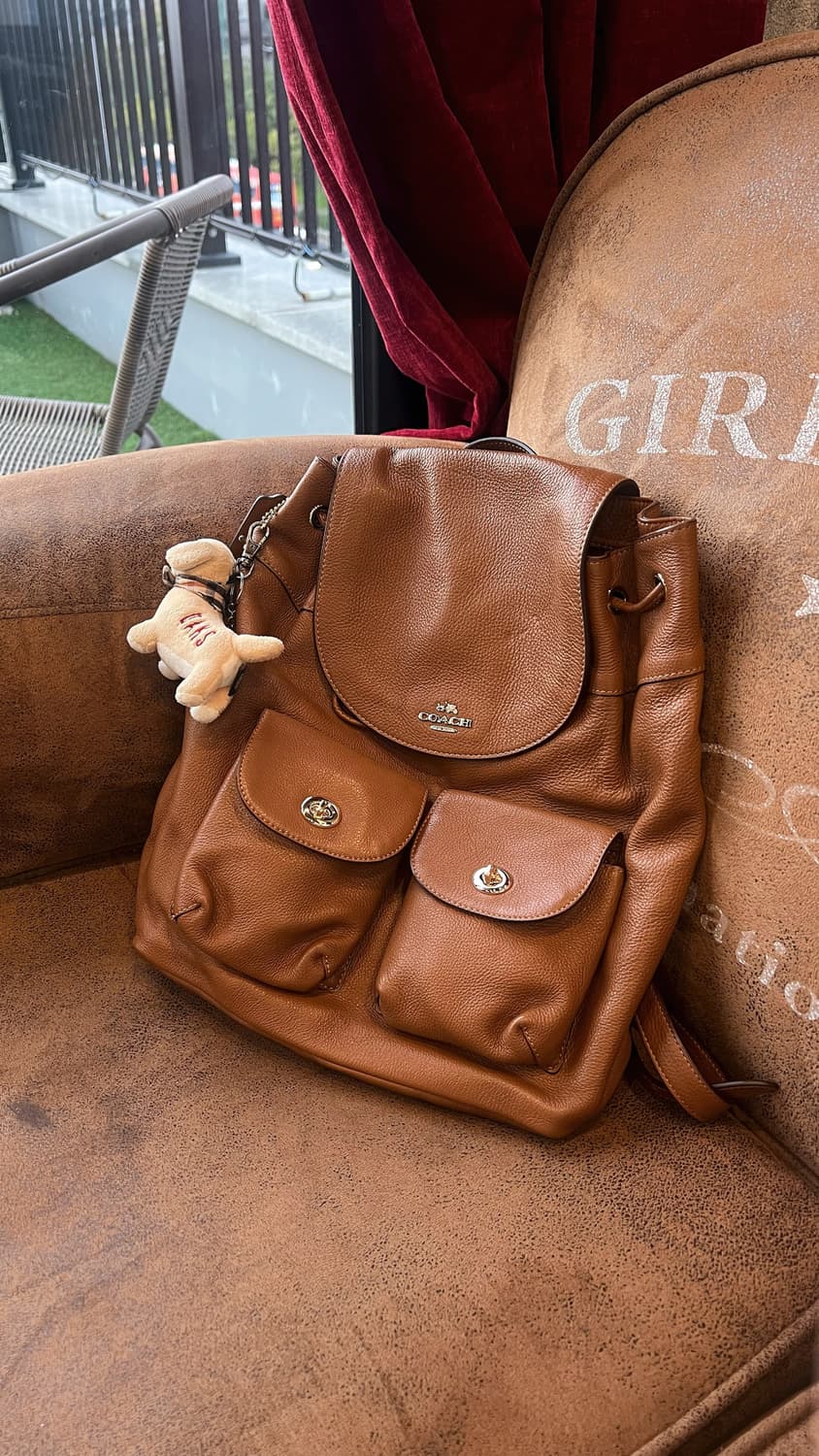 90s coach 코치 페블가죽 올레더 빌리 백팩 카멜브라운 상품이미지1