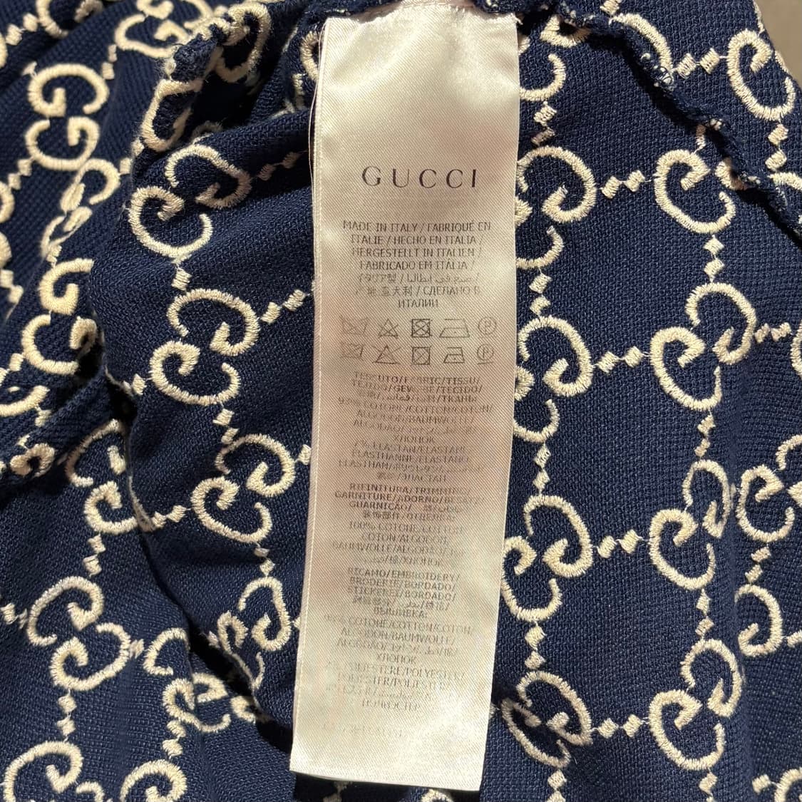 A / L (103) 구찌 GG 스트레치 코튼 카라티 네이비 백화점판 상품이미지3