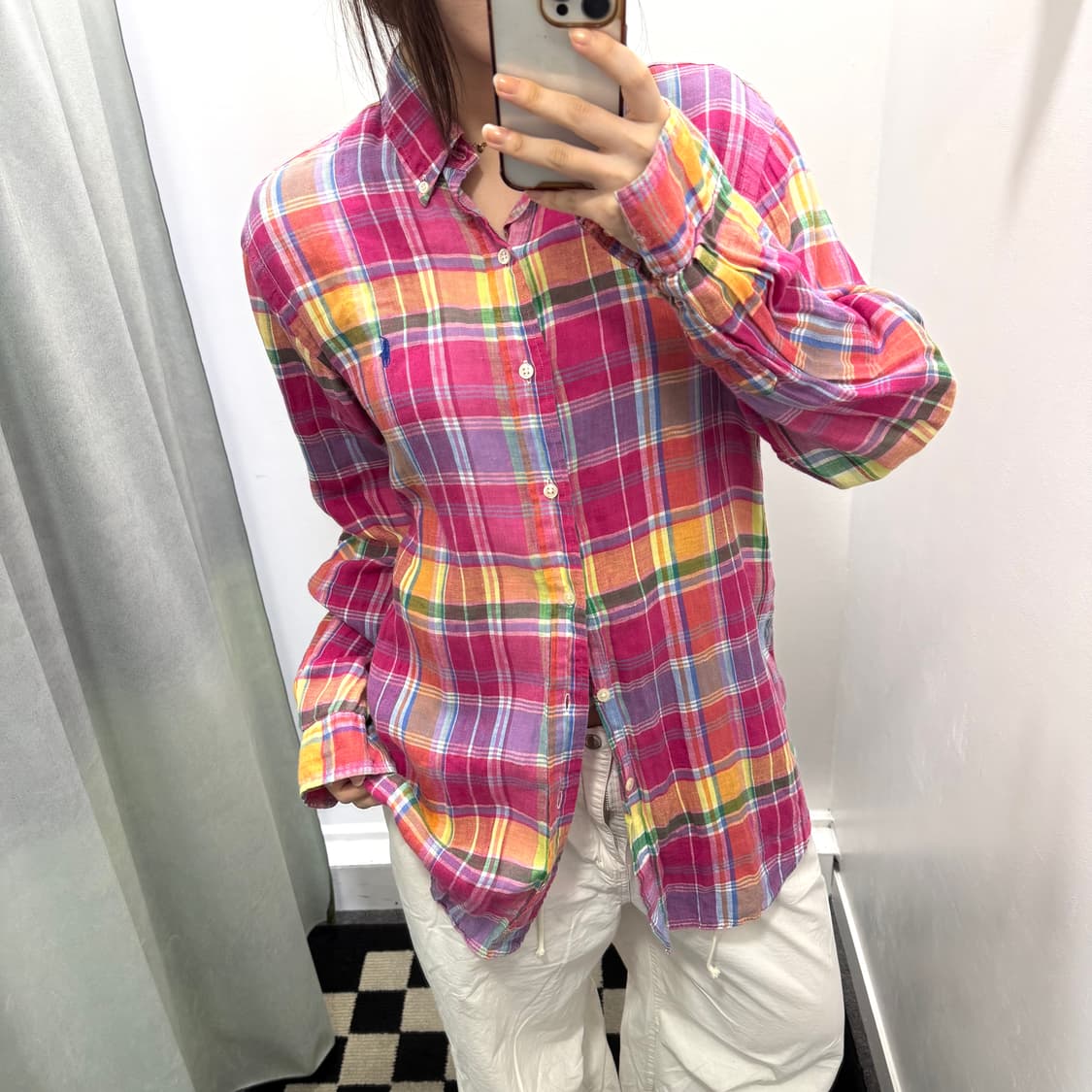 폴로 핑크 체크 셔츠 상품이미지2