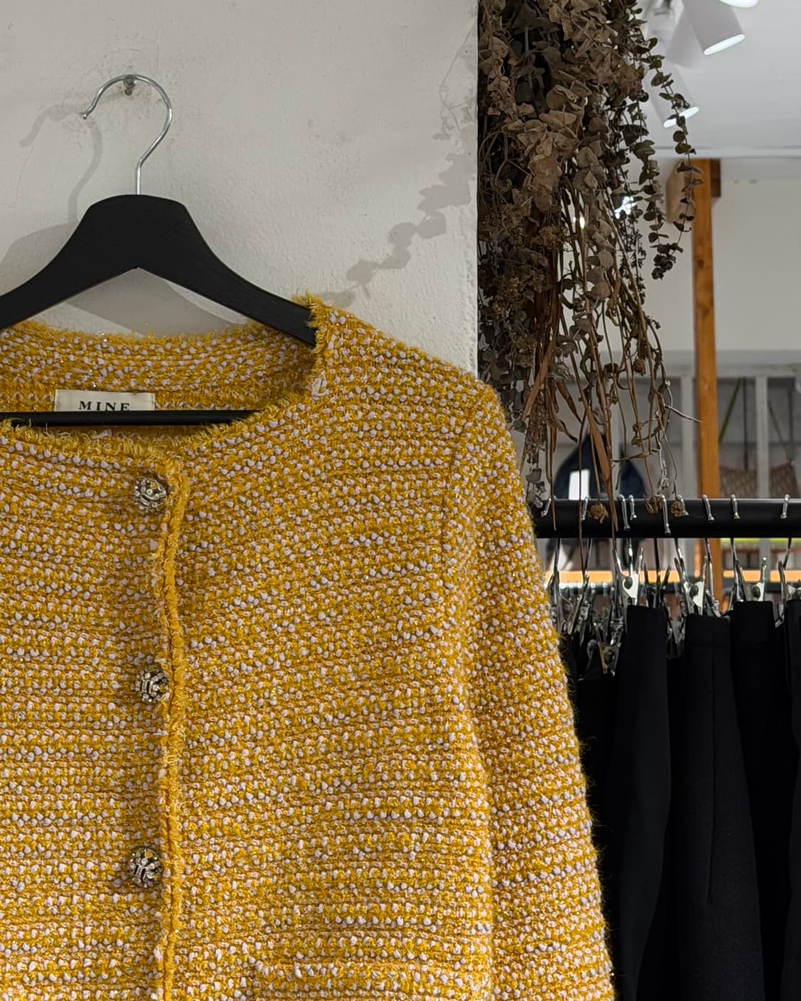 마인 옐로우 트위드 스냅버튼 자켓  상품이미지3