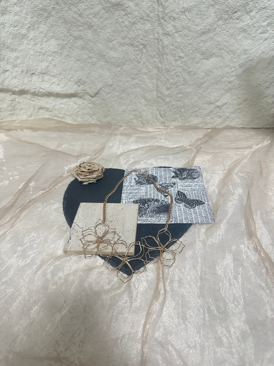 빈티지  와이어랩핑 플라워 쿠바체인 목걸이 상품이미지2