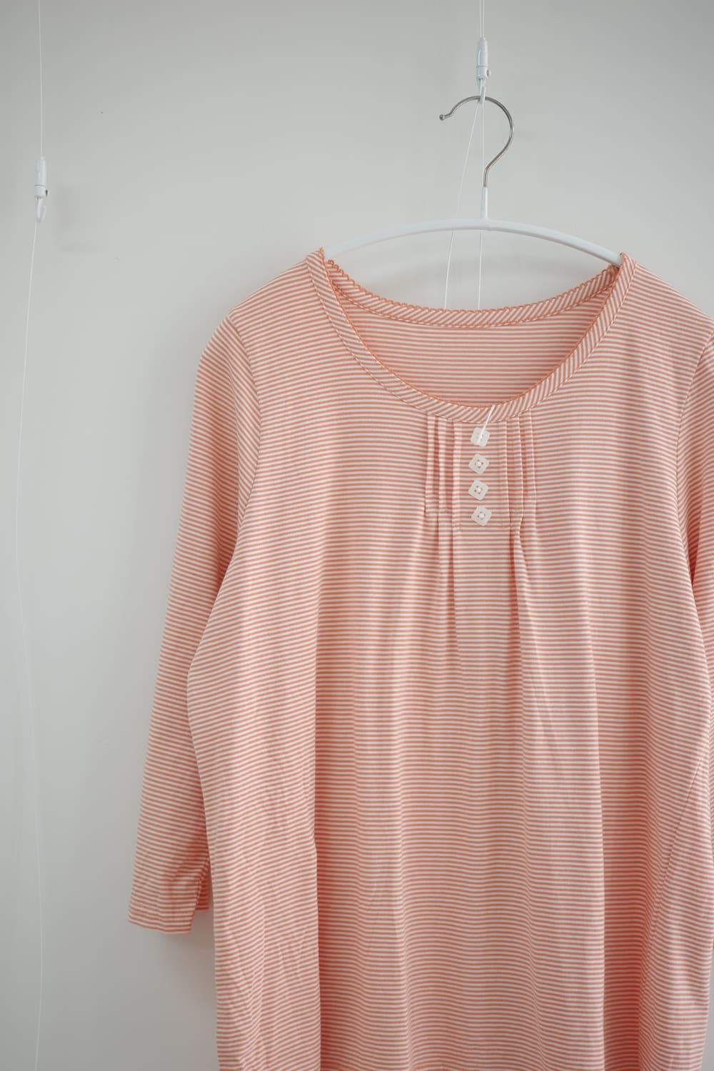 Coral square button stripped t-shirt 상품이미지2