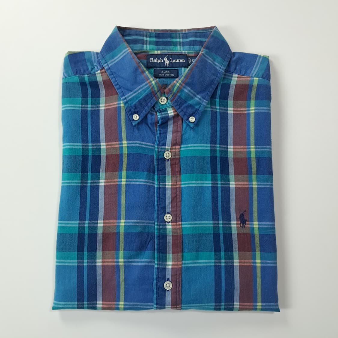 CK835 XL 폴로 90s 블레이크핏 블루 마드라스 반팔 셔츠 남방 상품이미지7