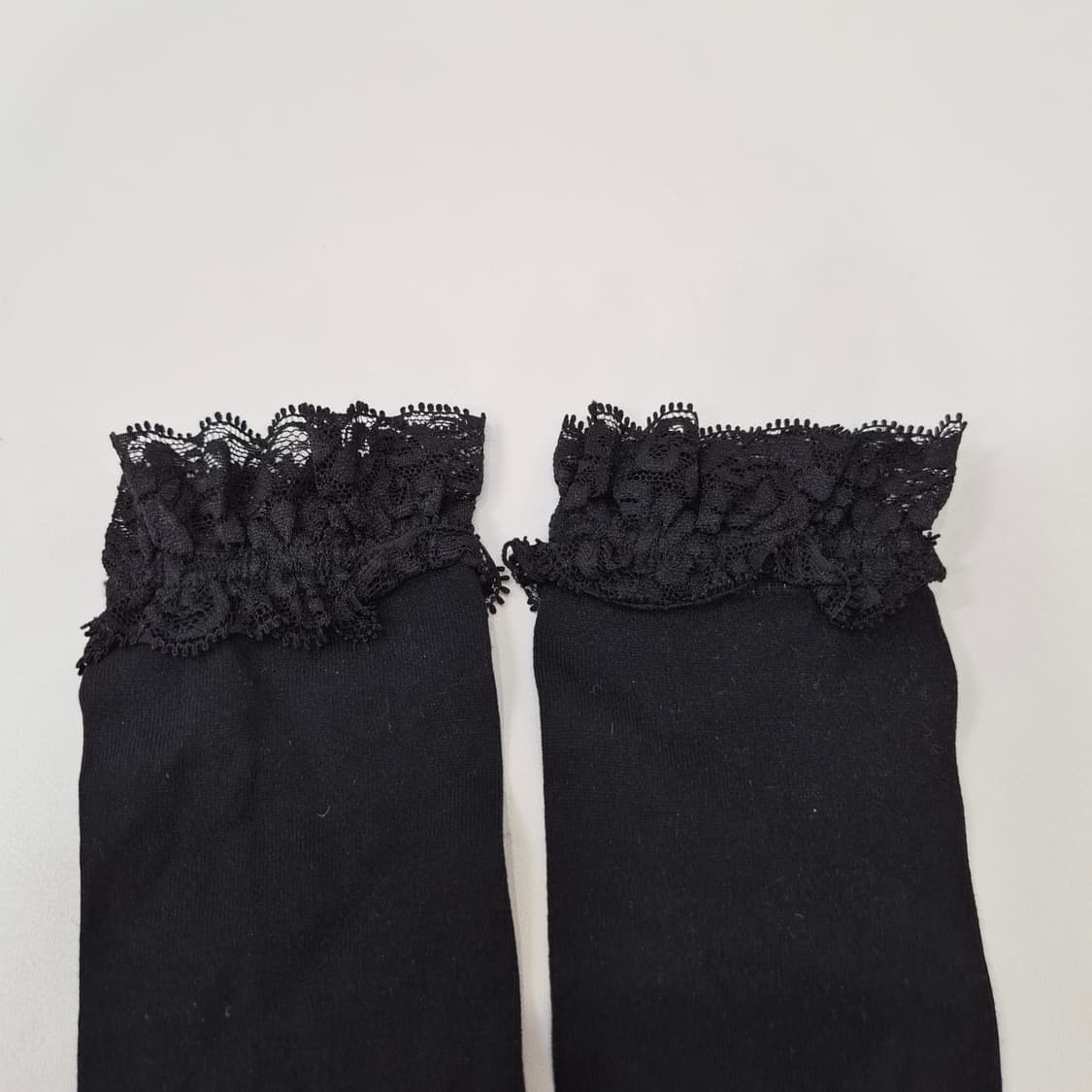 블랙 레이스 프릴 오버니삭스 무릎양말 상품이미지3