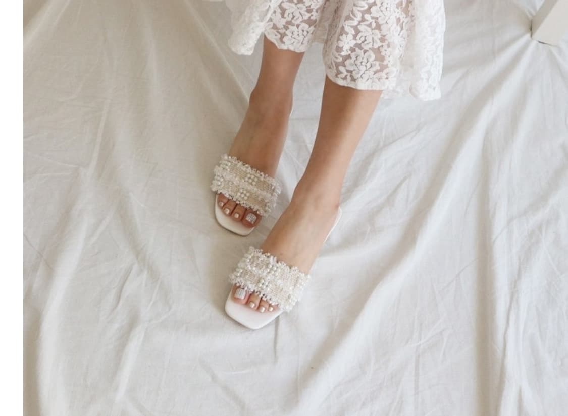 (새상품) 트위드진주 샌들 슬리퍼 240 상품이미지2