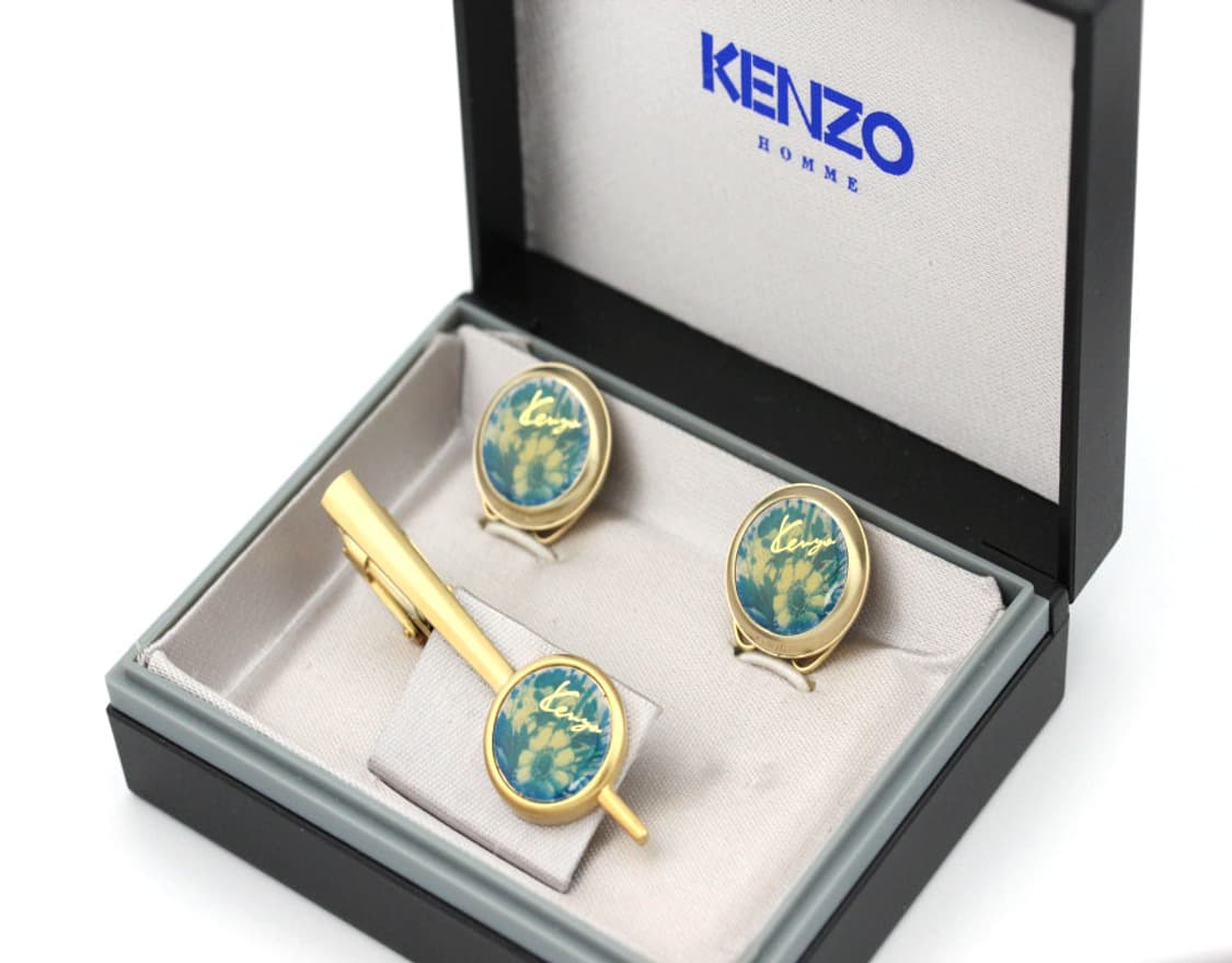 겐조 미사용,A+등급 5.4cm 끼우는 단추커버 넥타이핀 커프스 세트 상품이미지1