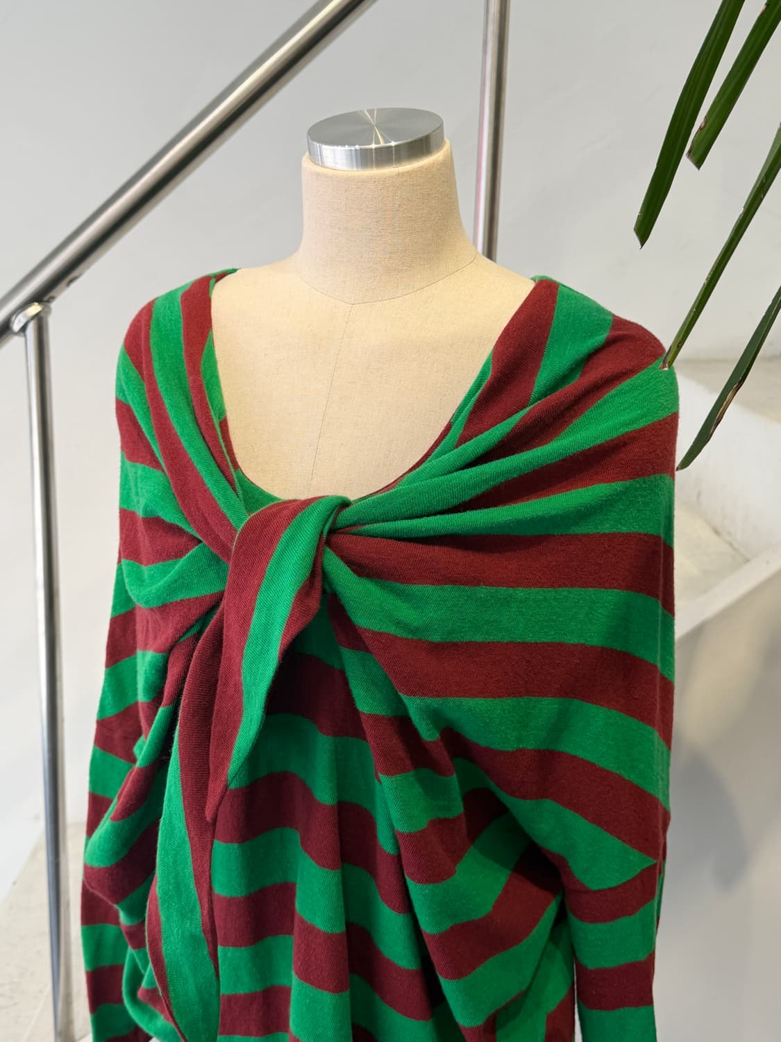 TSUMORI CHISATO 그린 와인 스트라이프 롱슬리브 상품이미지1