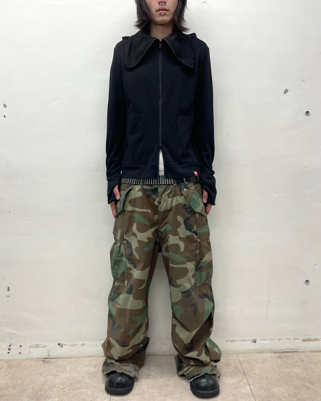 Long Zipper Activity Black Hooded Zip-Up 상품이미지4