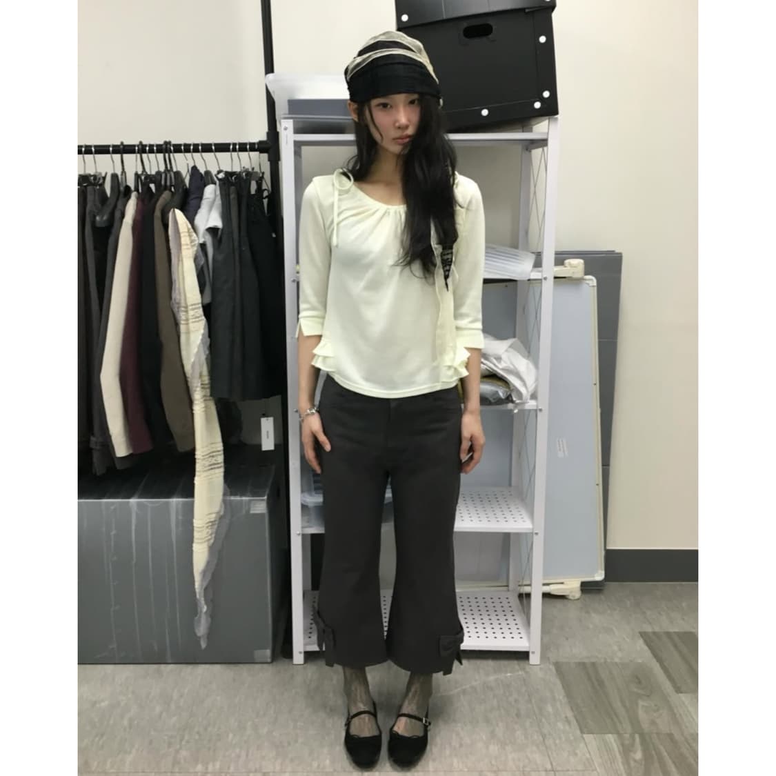 체메씨 셔링 미드 슬리브 프릴 탑 레몬 티셔츠 상품이미지2