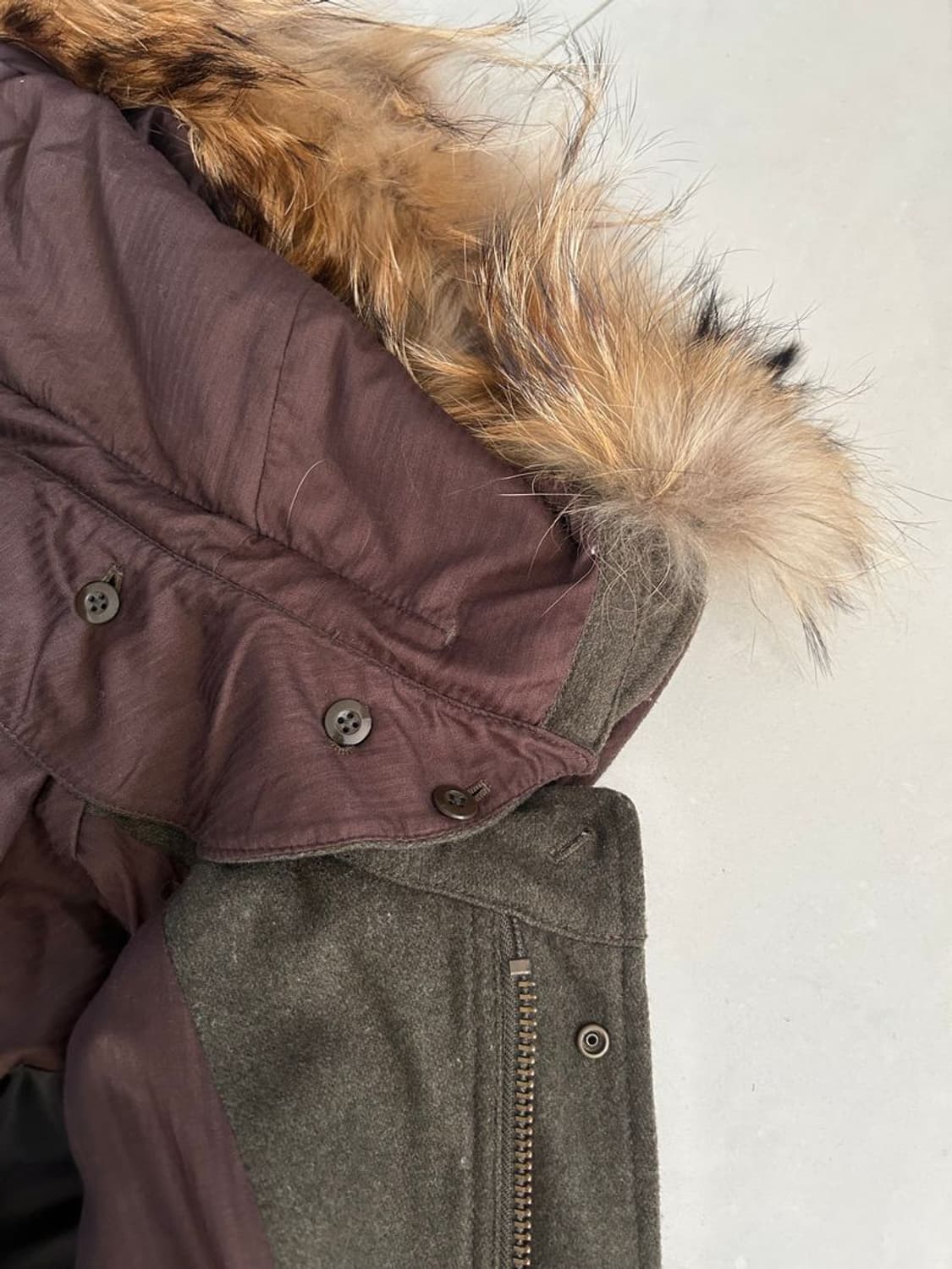 FUR WOOL MODS 후드 달린 털 울 모즈 코트 상품이미지7