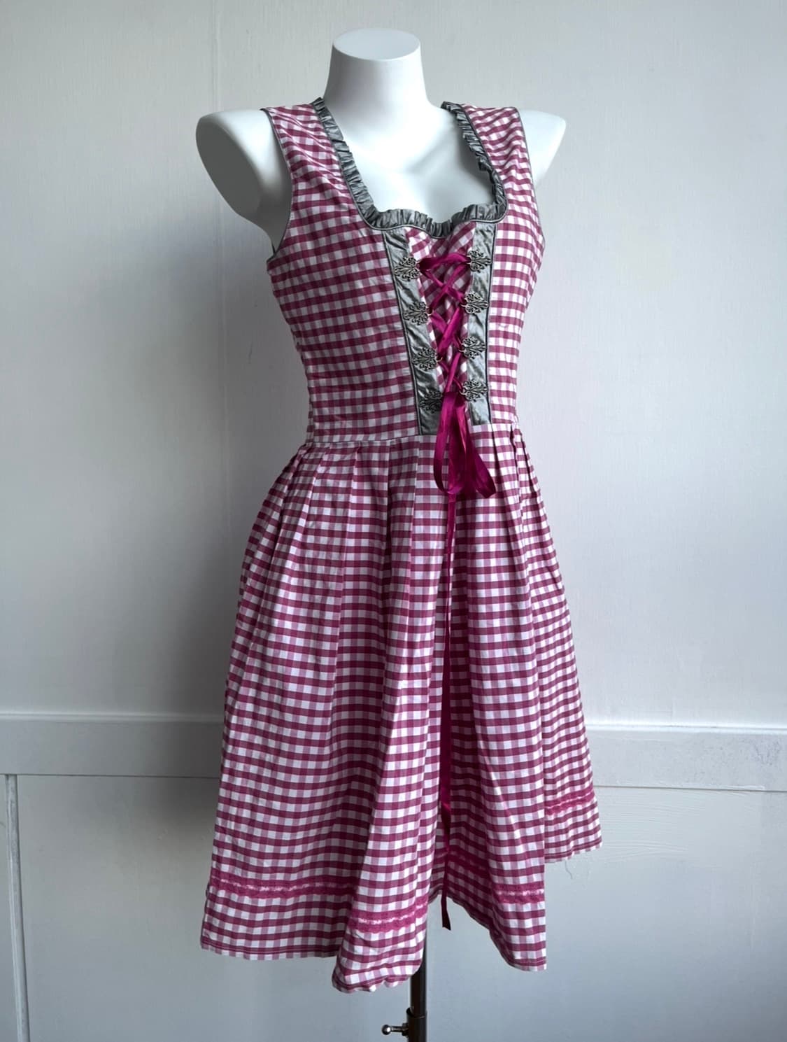 GOLDEN TRACHTEN 핑크 깅엄 디른들 원피스  상품이미지1