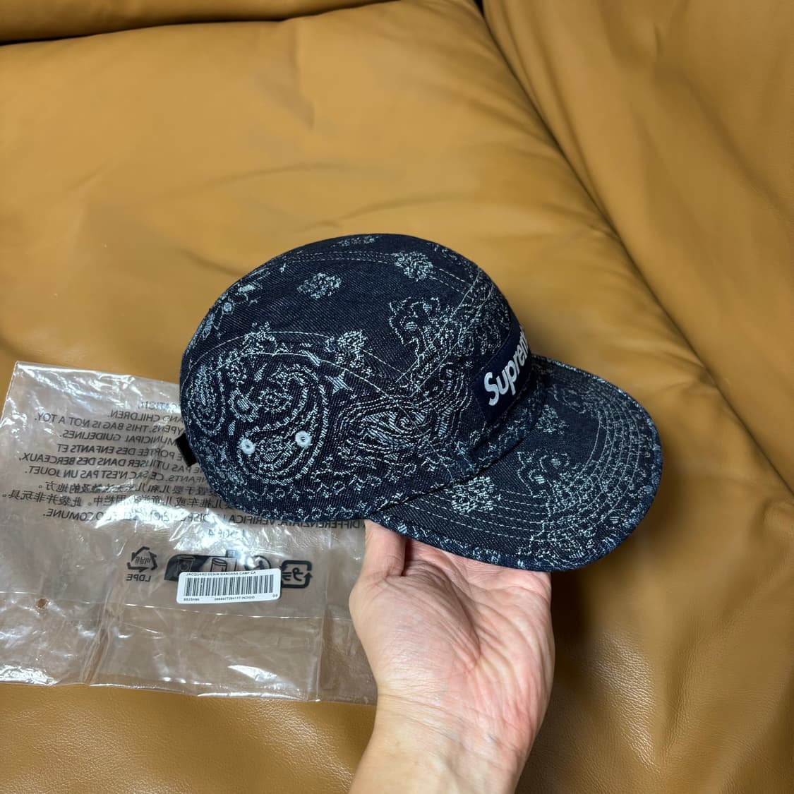 Supreme 슈프림 반다나 워시드 데님 블랙 캠프캡 모자 상품이미지3