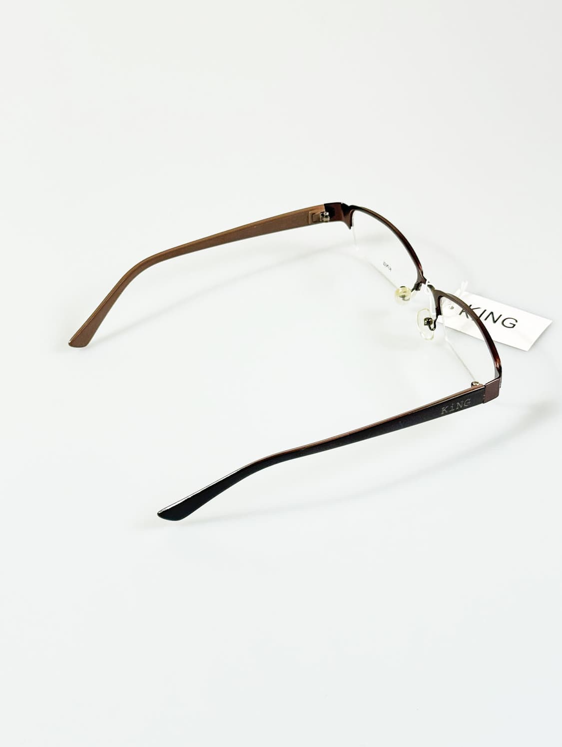 90s KING 브라운 메탈 반무테 프레임 빈티지 안경 상품이미지4