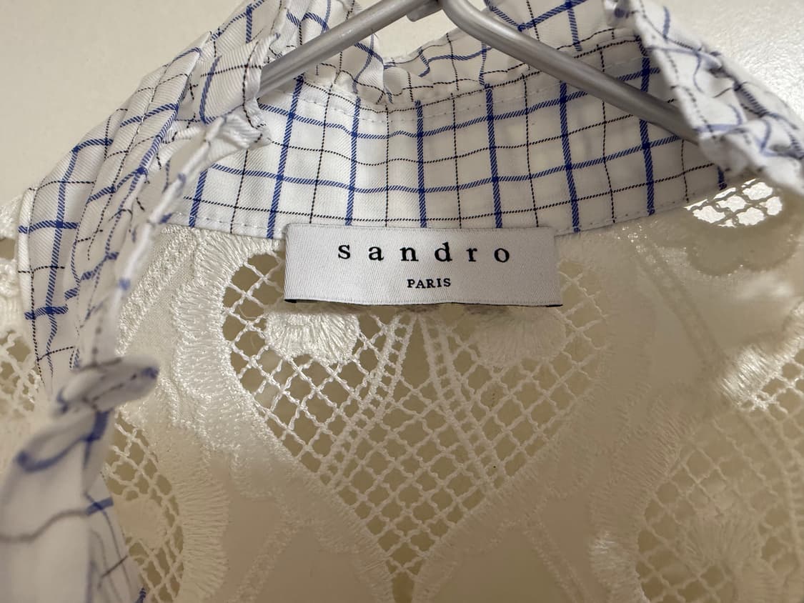 산드로 러플 체크 블라우스 1 상품이미지3