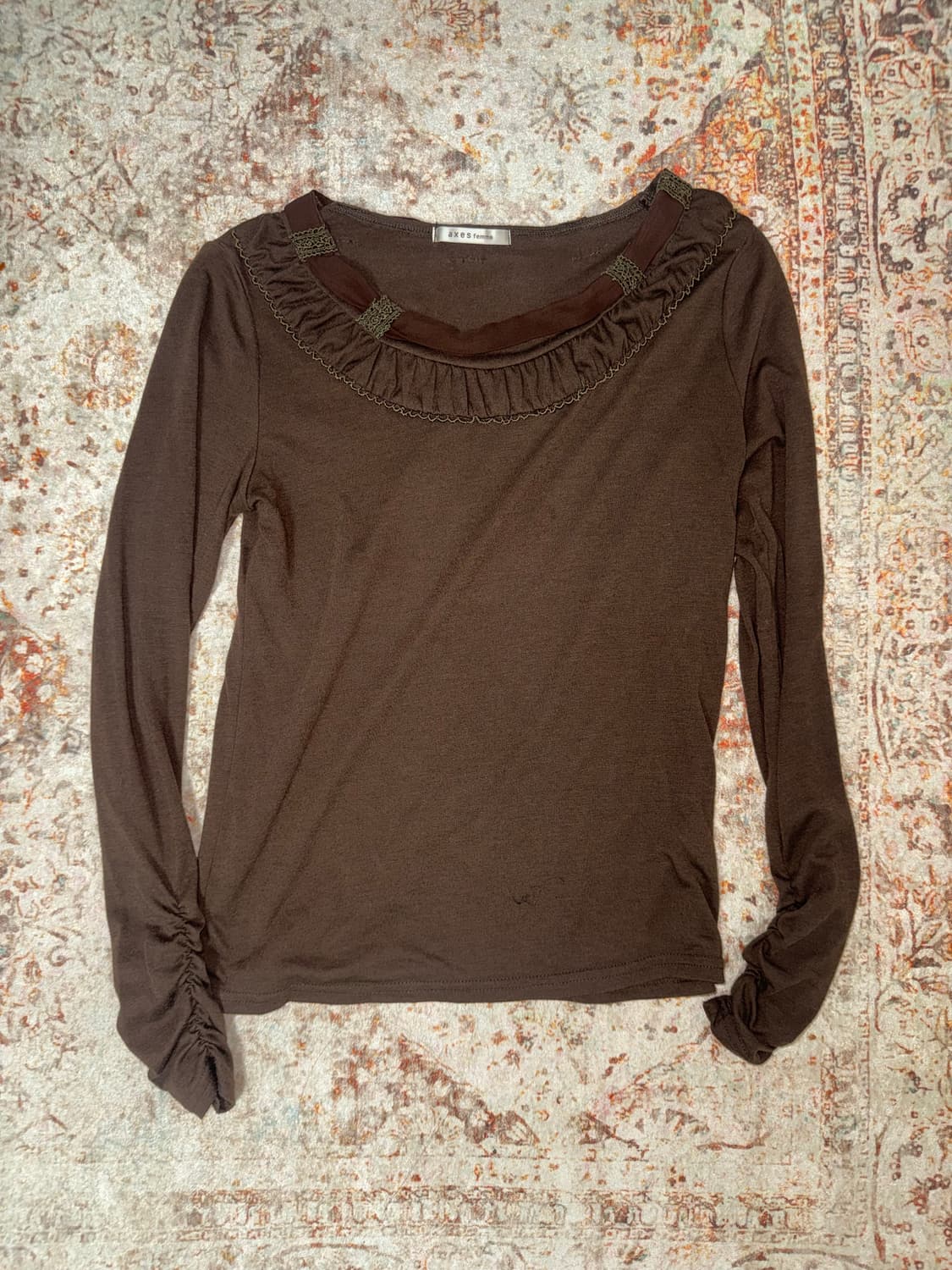 AXES FEMME 브라운 셔링 롱슬리브 상품이미지1