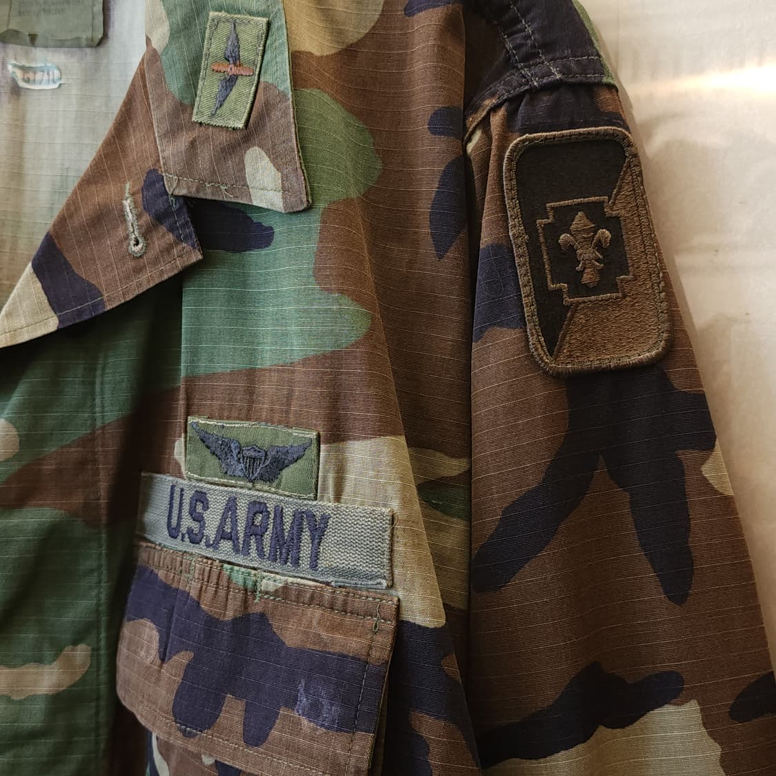 90s 미군 BDU 카모셔츠 우드랜드 라지 롱 자수 상품이미지6
