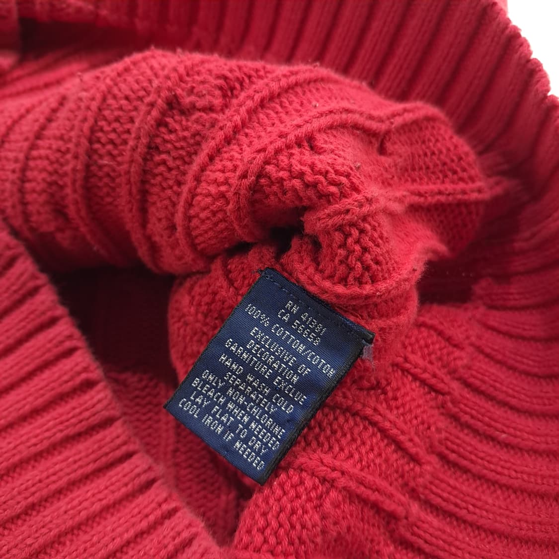 CN745W M 폴로 랄프로렌 레드 라운드 케이블 긴팔 니트 스웨터 상품이미지6