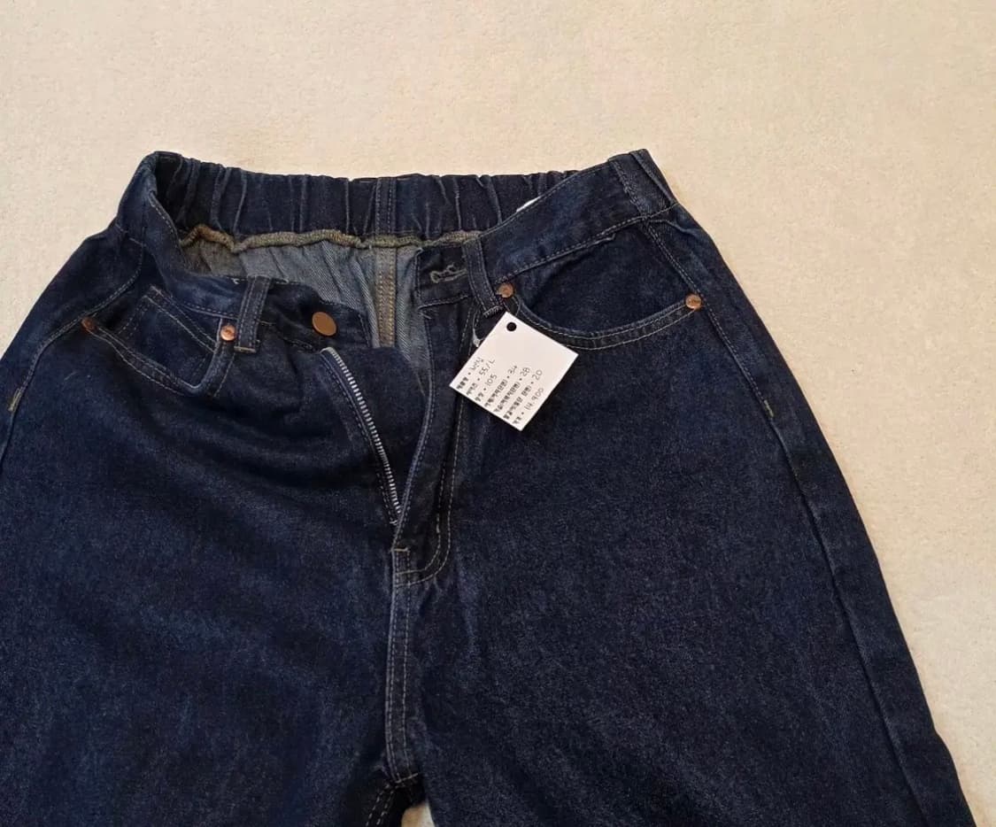 뒷 허리 밴딩 와이드 청바지 상품이미지4