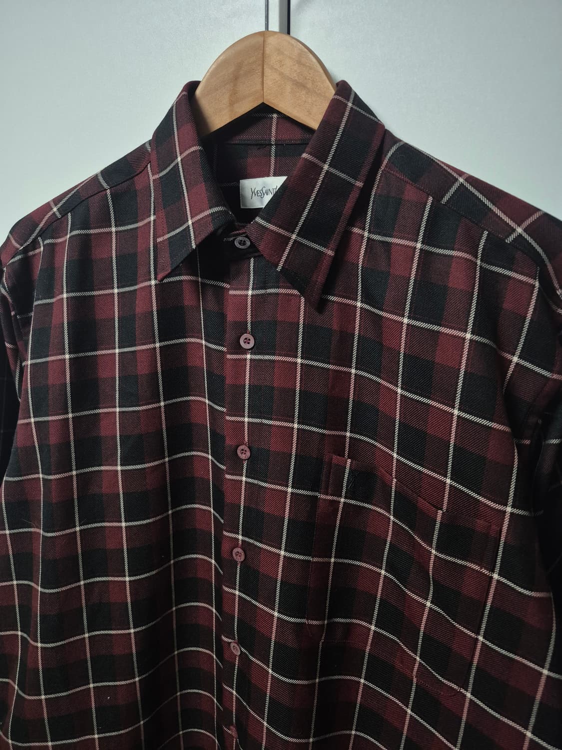 YSL 입생로랑 버건디 체크셔츠남성 100사이즈 상품이미지2