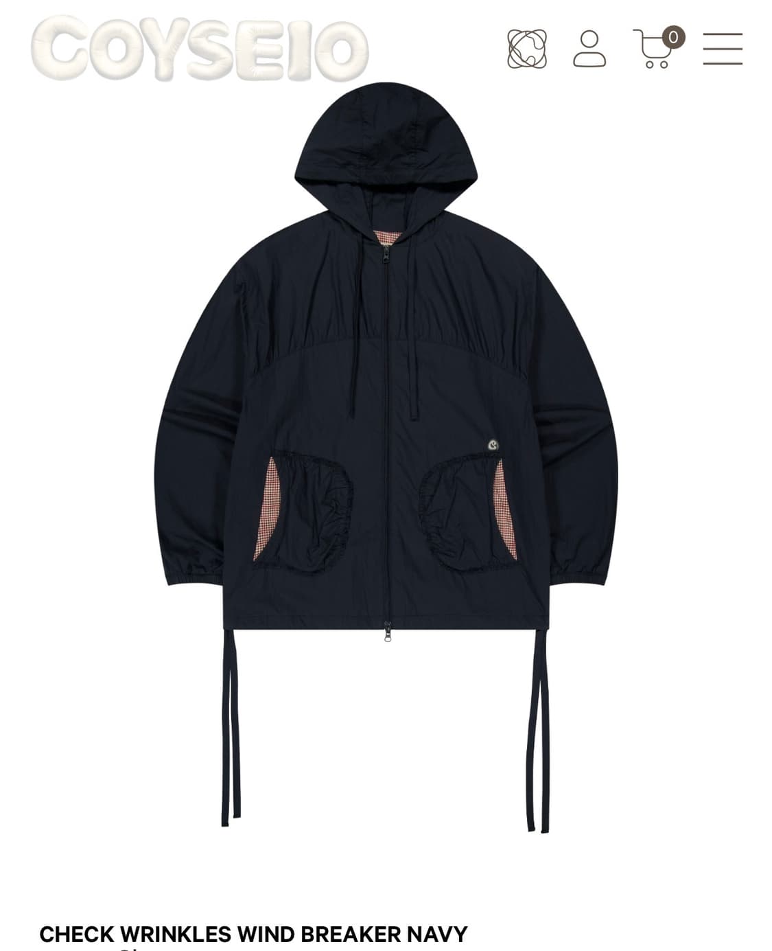 코이세이오 체크 링클스 윈드 브레이커 네이비 상품이미지1