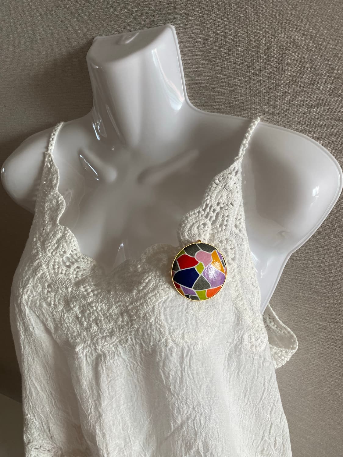 컬러 믹스 원형 빈티지 브로치 겸 팬던트 상품이미지4