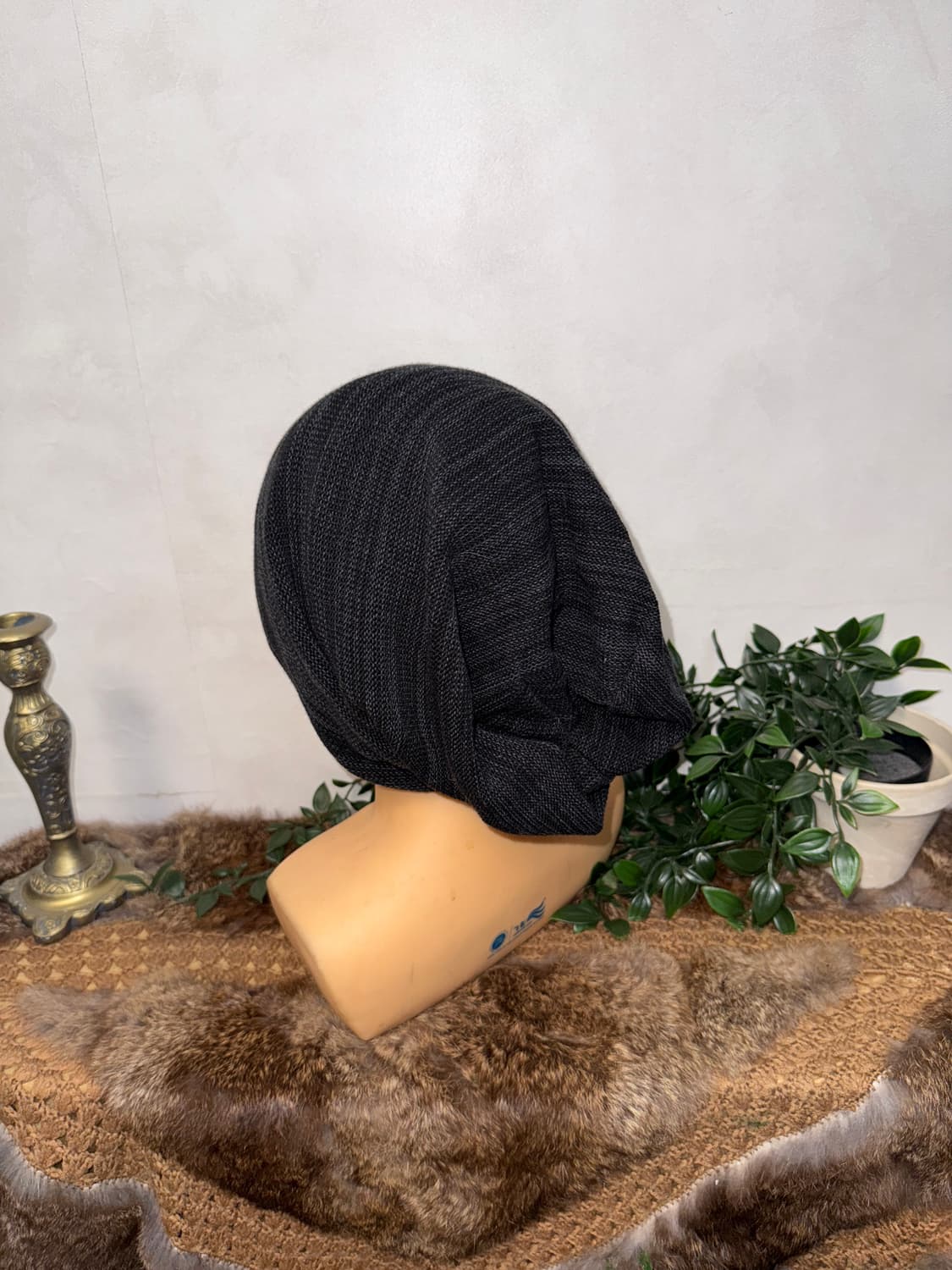 Charcoal melange loose knit beanie  상품이미지2
