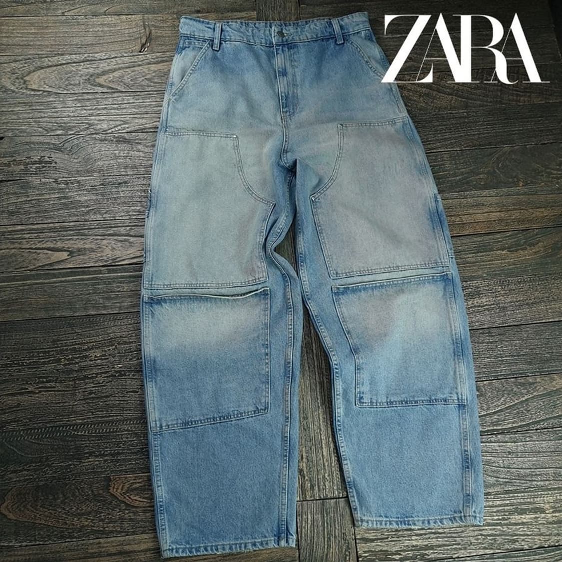 [자라] 벌룬핏 더블니 와이드 카펜터 데님 팬츠 M19546 상품이미지1