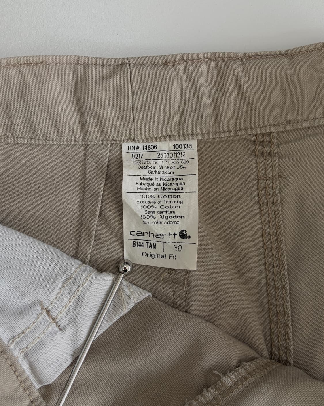 [28인치]칼하트 B144 TAN 워크 숏 팬츠 상품이미지7