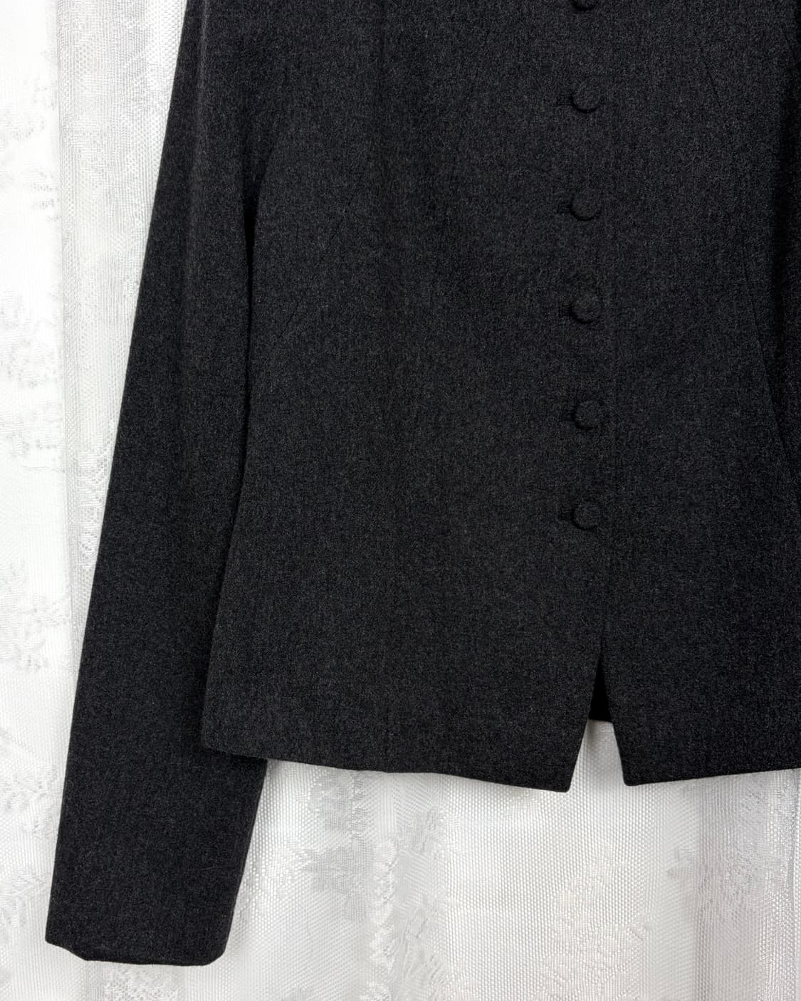 Minimal no-collar wool crop jacket 상품이미지3