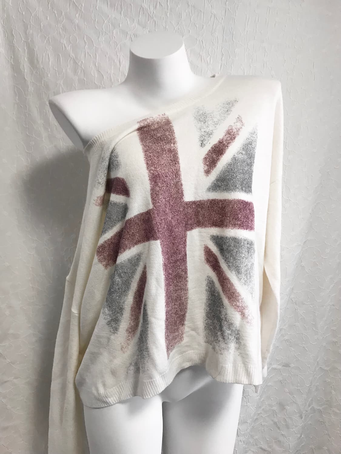 빈티지 cecil mcbee 세실맥비 유니언잭 가오리핏 롱슬리브 니트 탑 상품이미지1