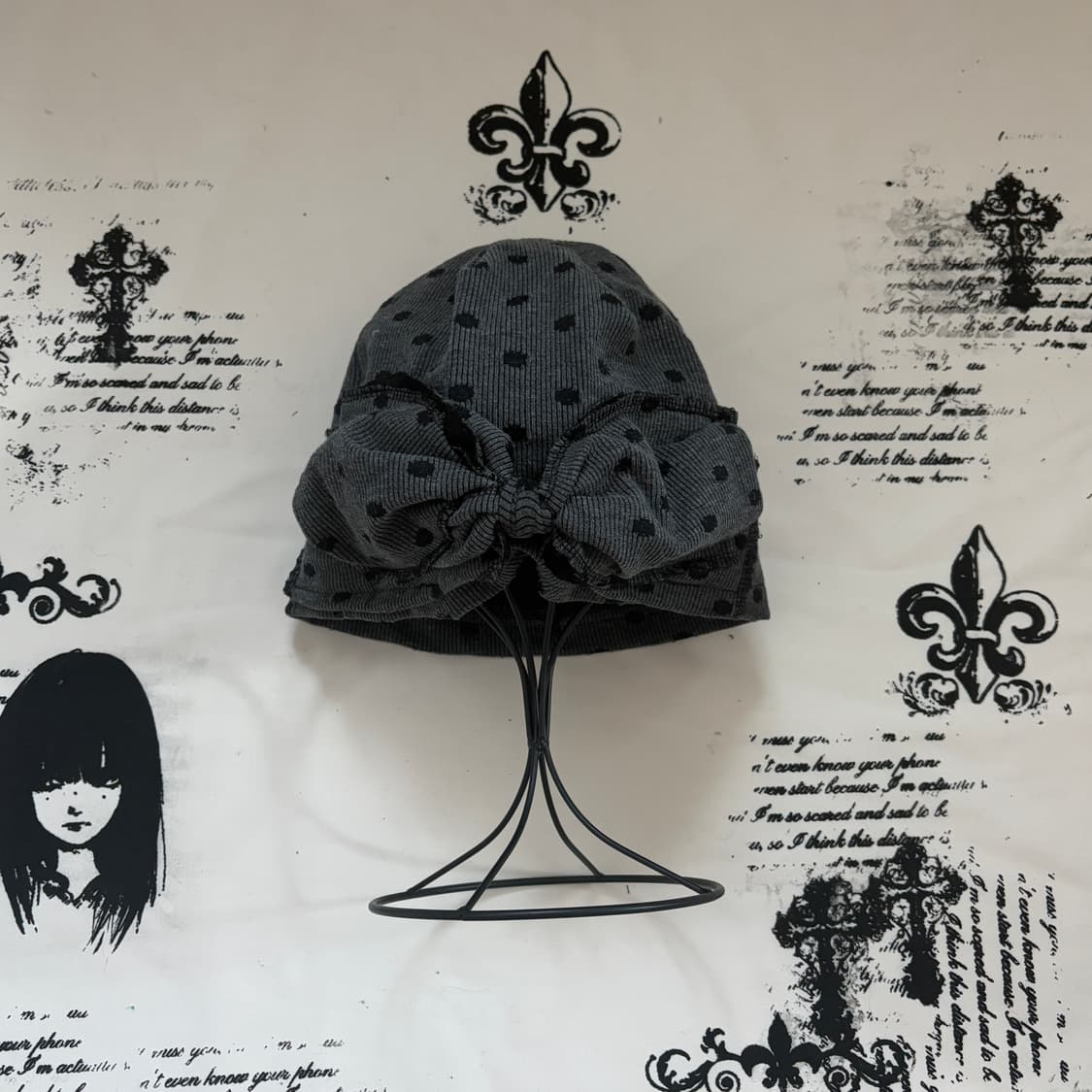 사화룸 도트 리본 비니 상품이미지2