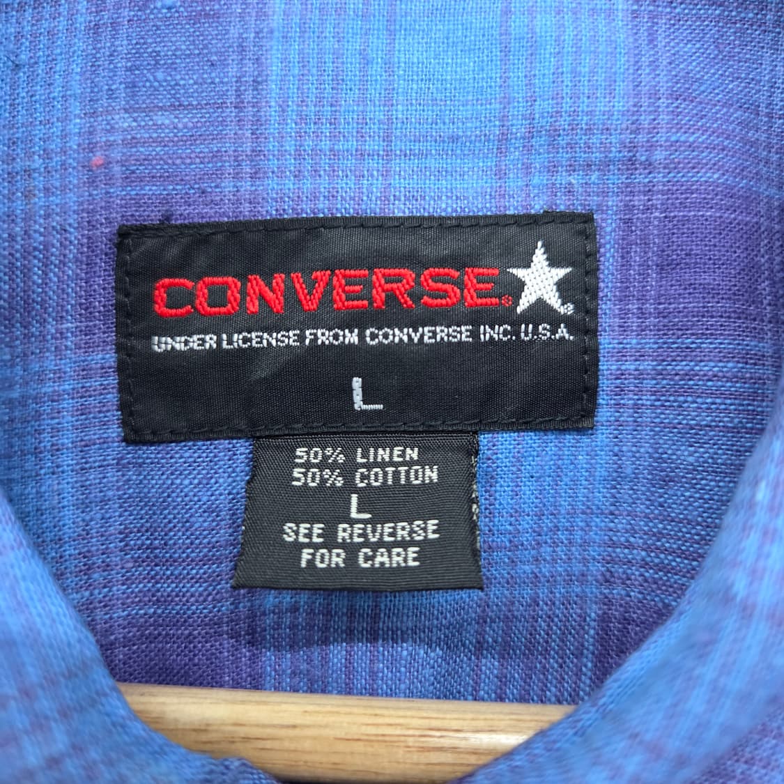 컨버스 블루 체크 반팔 셔츠 남L 상품이미지5