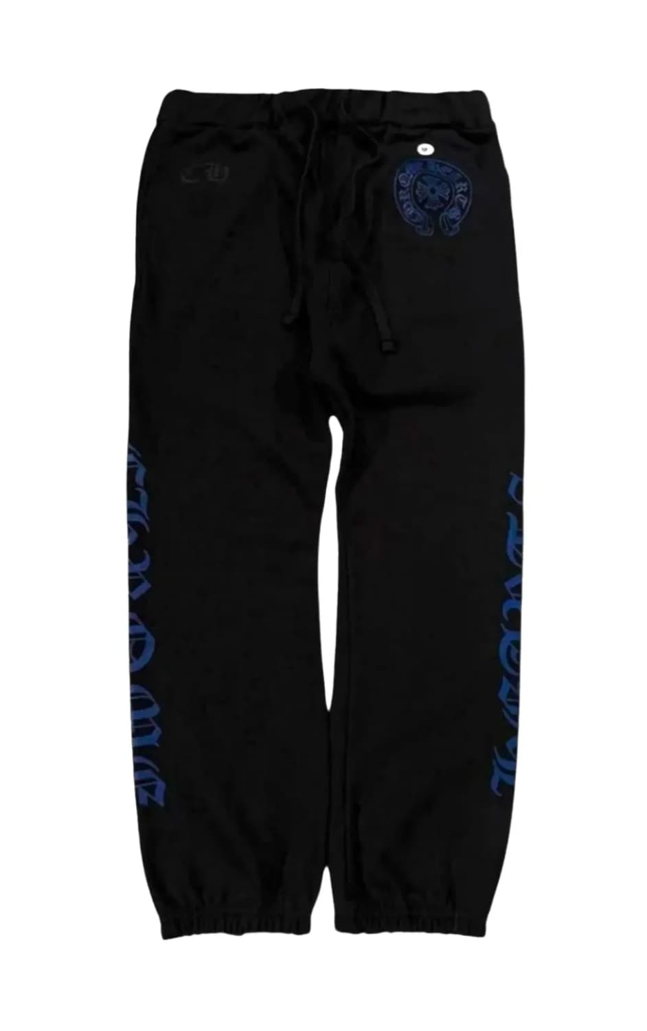 [M]크롬하츠 홀스슈 블루 스크립트 스웨트팬츠 블랙 상품이미지1