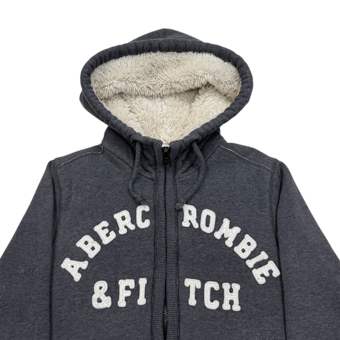 아베크롬비 빈티지 스펠로고 보아털 쉐르파 후드집업 자켓 그레이 S 상품이미지2