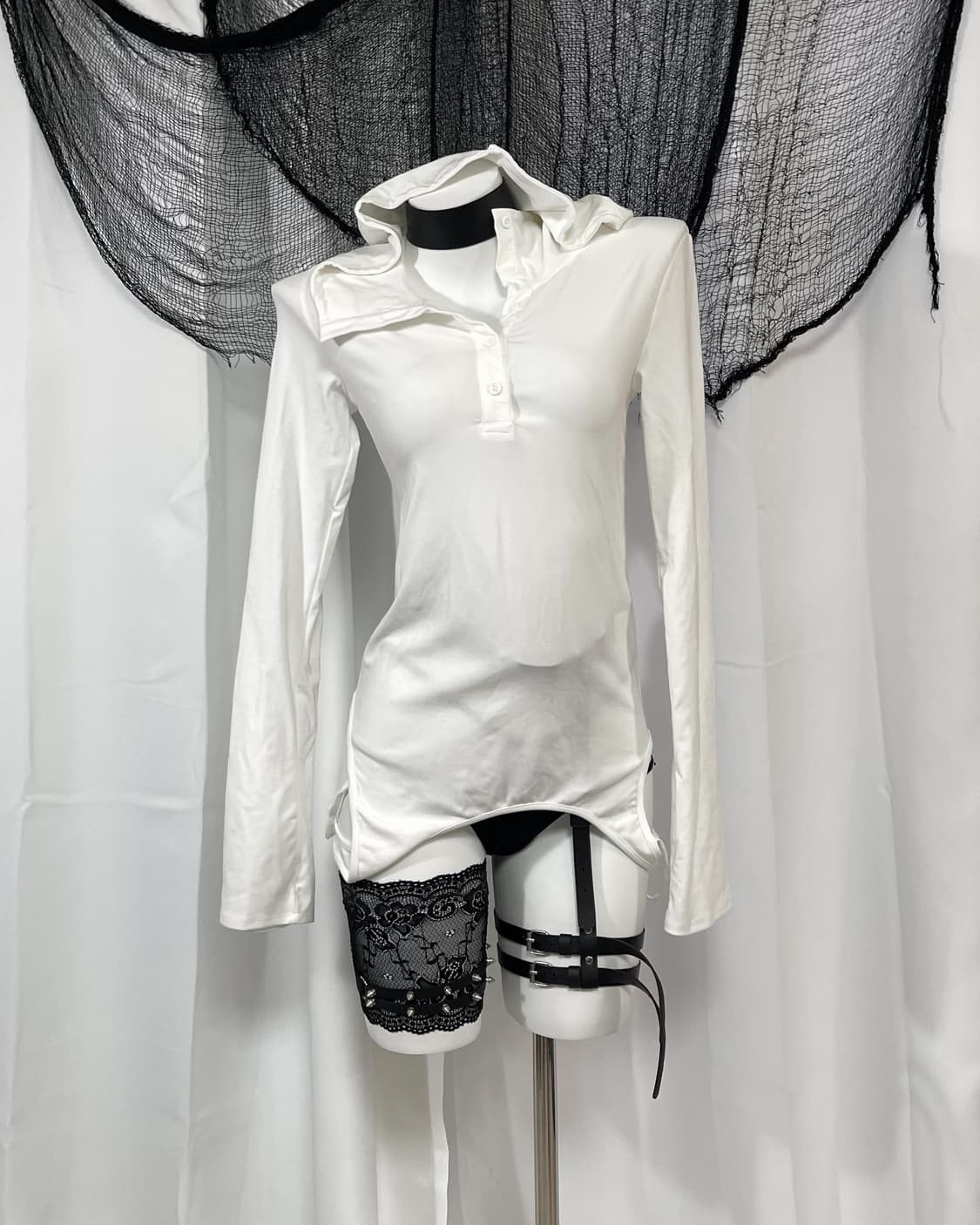 white detail hood t-shirt 상품이미지2