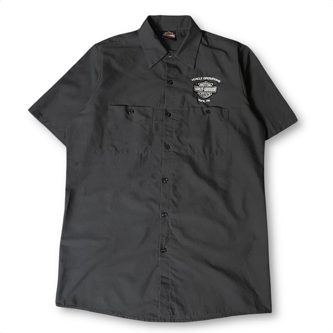 할리데이비슨 차콜 패치워크 반팔 셔츠 M 상품이미지1