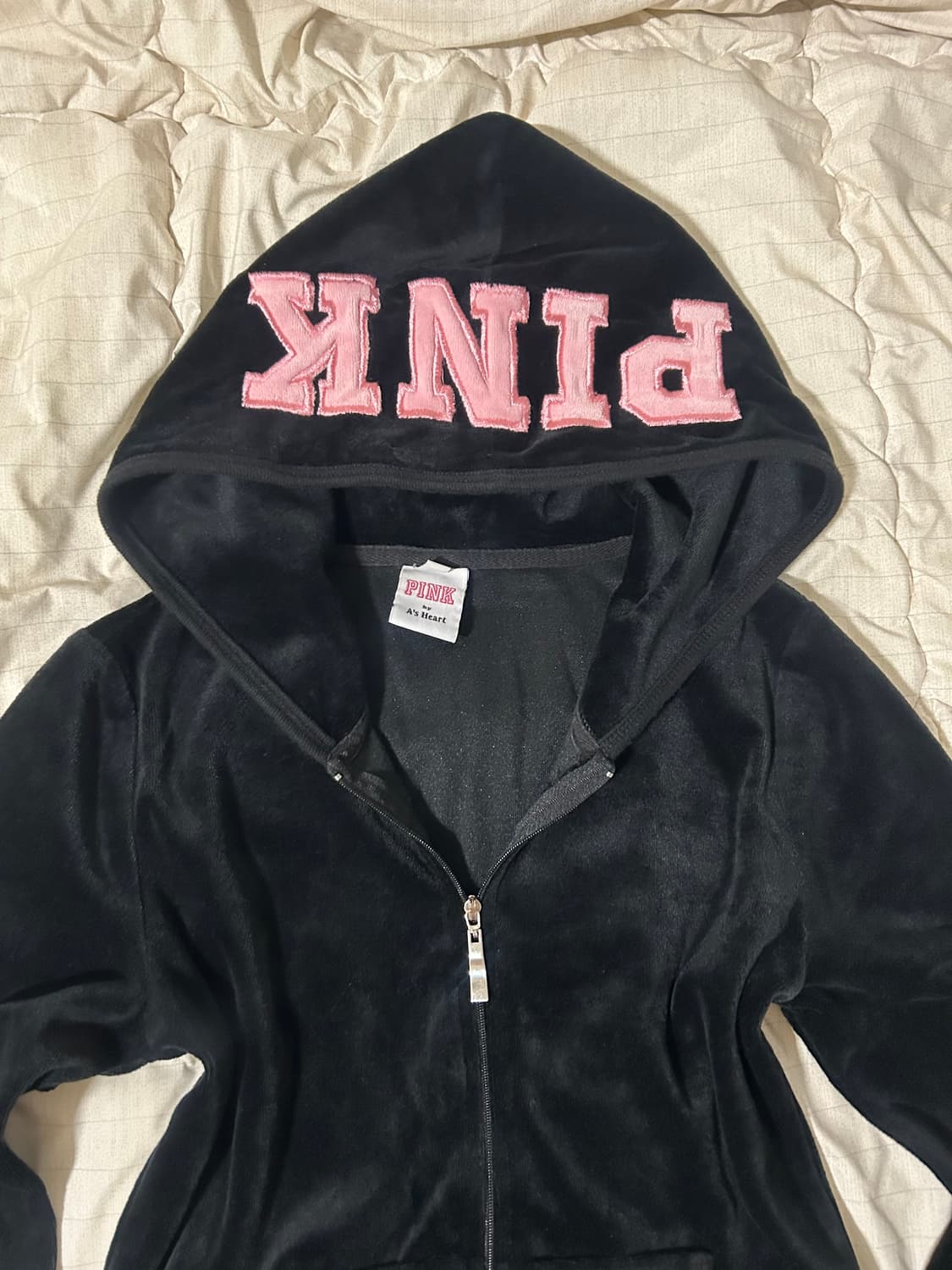 Pink 벨벳 후드집업 상품이미지4