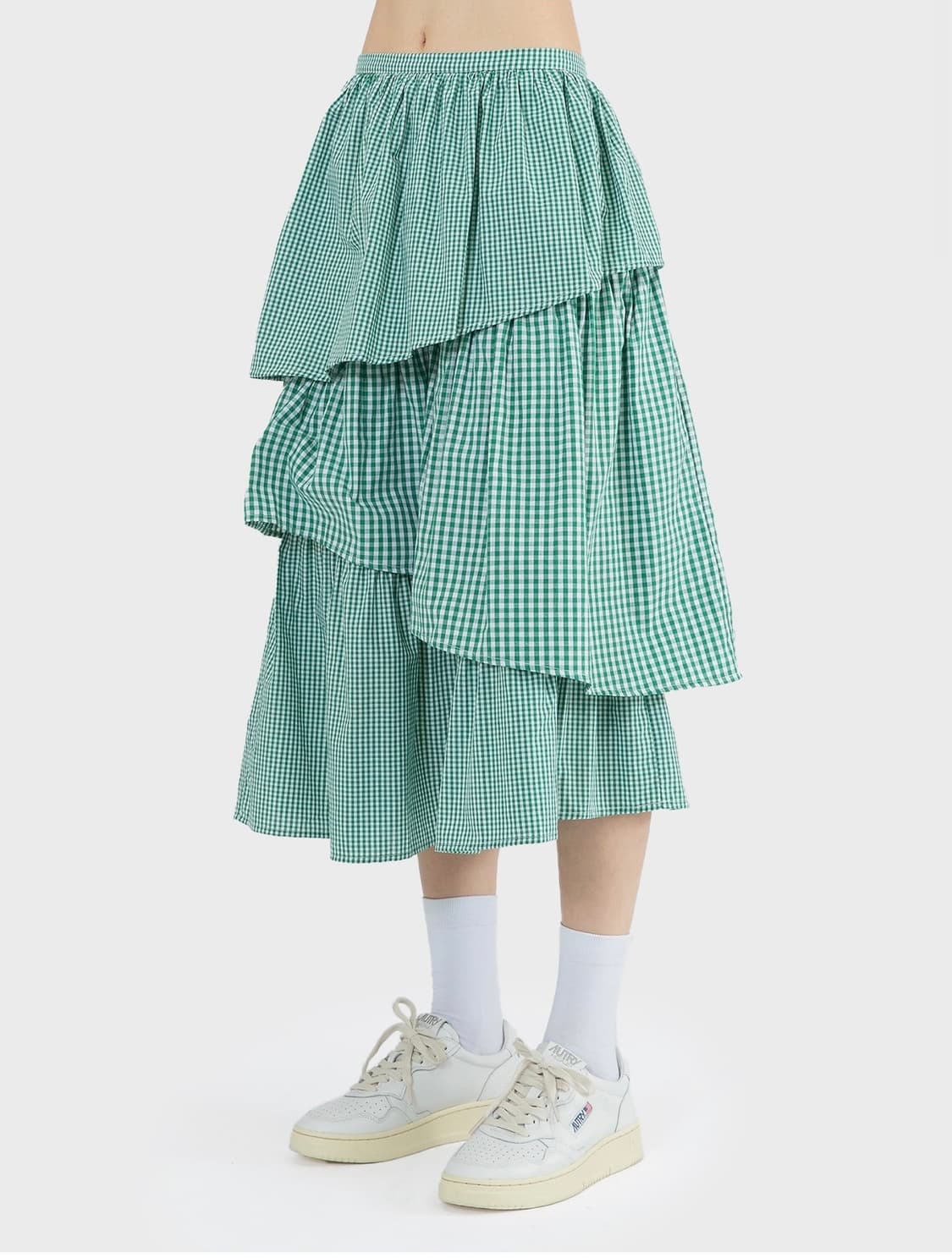 쉬림프 플리츠 미디스커트 그린 8 상품이미지1