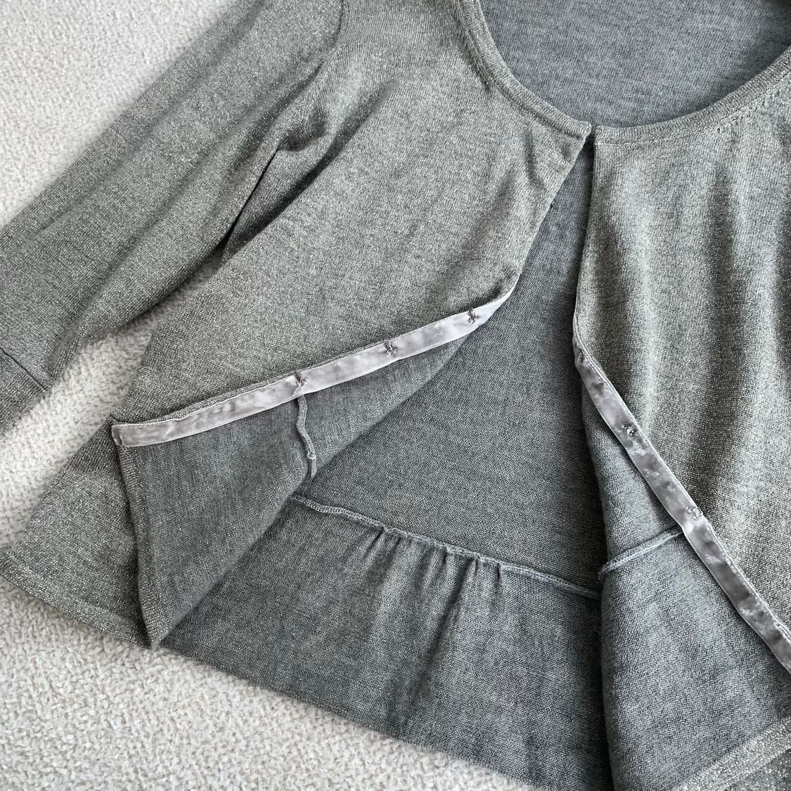 여리핏 ♥ 그레이 글리터 후크 7부 가디건 상품이미지3