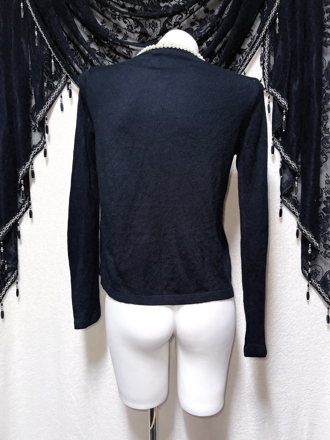 로걀탑 로맨틱갸루 진주 볼레로 블랙 니트가디건 페미닌 러블리 핀터 상품이미지7