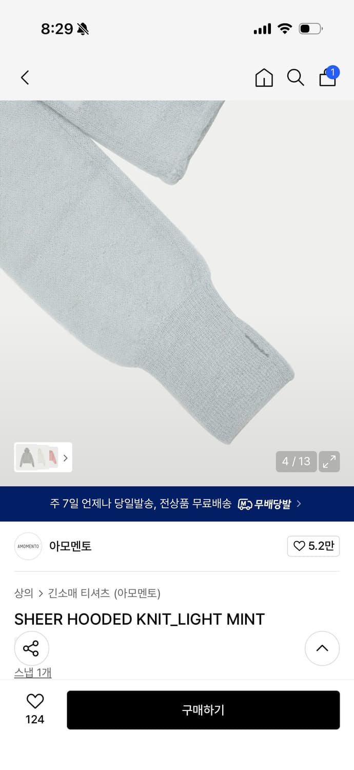 AMOMENTO 아모멘토 SHEER HOODED KNIT 상품이미지4