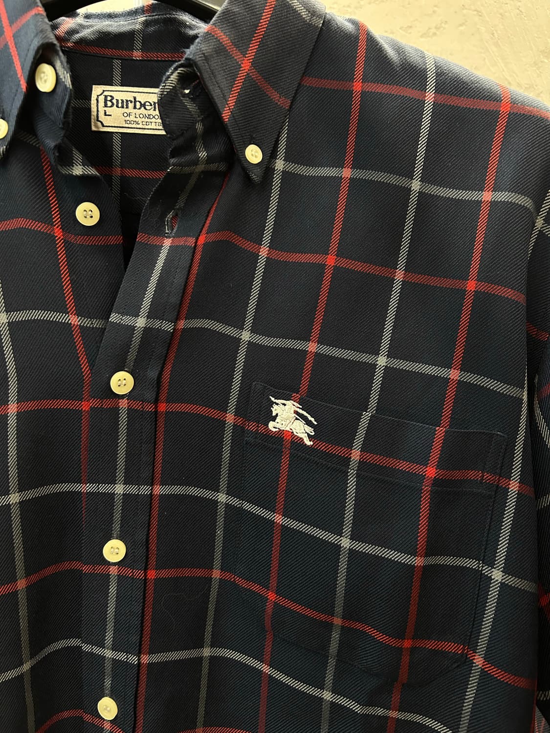 버버리 짙은 네이비 체크 긴팔 셔츠 상품이미지5